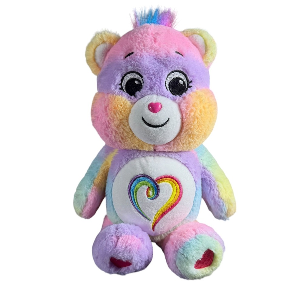 Care Bears Togetherness Bear 14 Inch Plush Tie Dye Rainbow Basic Fun 2021 22077